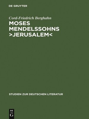 cover image of Moses Mendelssohns ›Jerusalem